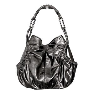 david & scotti  Metallic Gathered Leather Chain